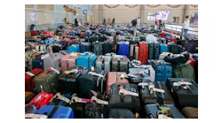 Hundreds of unclaimed bags sat outside the Southwest Airlines baggage service office at Dallas Love Field Airport on Dec. 28.