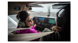Learn 2 Fly CT student Sophie Belanger left, talks with her flight instructor Arianna Strand as they taxi around the runway last week in a Cessna 172 Skyhawk at Hartford-Brainard Airport.