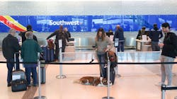 Travelers wait in line to speak with Southwest Airlines agents at the airline s ticket counter at Dallas Love Field Airport in Dallas on Wednesday, Feb. 1, 2023. Two-thirds of planned departures from all airlines at the airport were called off on Wednesday, according to flight tracking site Flightaware.com. Travelers wait in line to speak with Southwest Airlines agents at the airline s ticket counter at Dallas Love Field Airport in Dallas on Wednesday, Feb. 1, 2023. Two-thirds of planned departures from all airlines at the airport were called off on Wednesday, according to flight tracking site Flightaware.com.