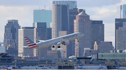BOSTON, MA - February 10: A plane takes off at Logan Airport on February 10, 2023 in Boston, Massachusetts