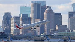 BOSTON, MA - February 10: A plane takes off at Logan Airport on February 10, 2023 in Boston, Massachusetts BOSTON, MA - February 10: A plane takes off at Logan Airport on February 10, 2023 in Boston, Massachusetts