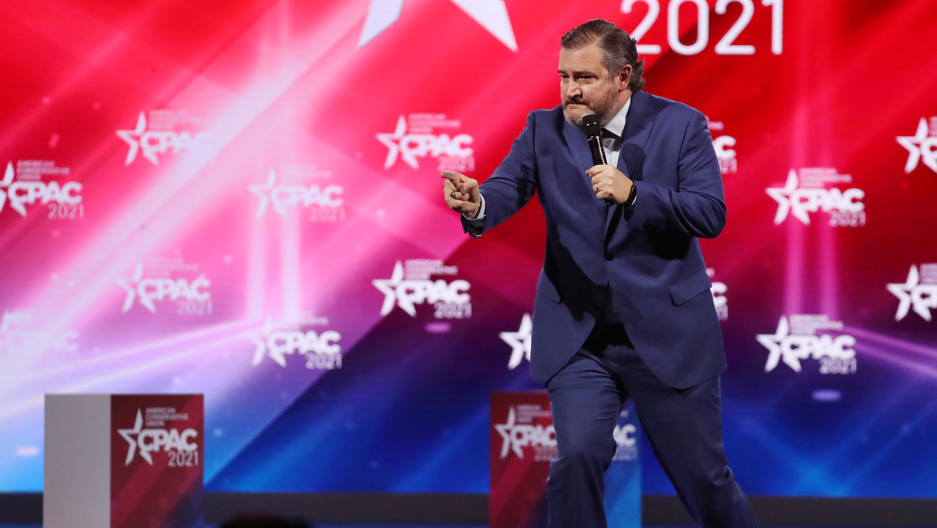 U.S. Sen Ted Cruz, R- Texas, speaks to a cheering crowd at CPAC at the Hyatt Regency in Orlando, Florida, on Friday, Feb. 26, 2021. Cruz is raising objections to President Joe Biden's nominee to head the FAA.