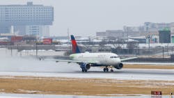 A Delta Air Lines plane takes off at Dallas Love Field Airport in Dallas on Wednesday, Feb. 1, 2023.