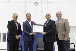 From left: Honda Aircraft Company Head of Commercial Business Unit and VP of Customer Service Amod Kelkar, Honda Aircraft Company President and CEO Hideto Yamasaki, FAASTeam Program Manager Tim Haley, FAASTeam Program Manager Dan Kelly