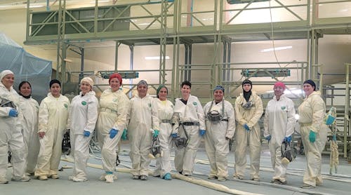 The all-female MAAS Aviation paint and inspections team on the shop floor in Mobile, Alabama.
