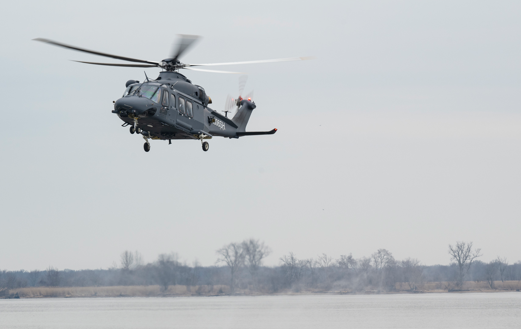 A test MH-139A aircraft prepares for landing at the Boeing facility in Ridley Park. Production aircraft, which are slated for delivery starting in 2024, will protect intercontinental ballistic missiles across the country.