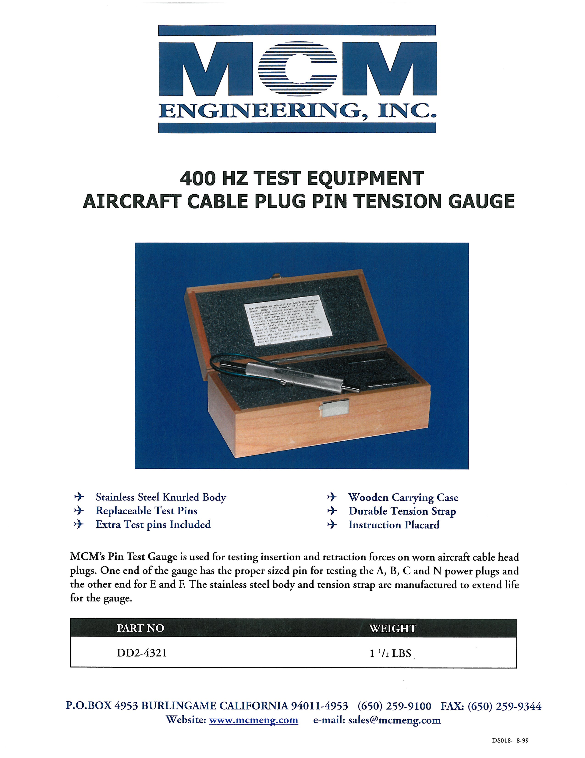 Mcm%20 Aircraft%20 Cable%20 Plug%20 Pin%20 Gauge