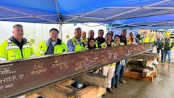Representatives from Los Angeles World Airports, Austin Commercial, LP, and the project team celebrate the signing of the Tom Bradley International Terminal Core topping out beam. Representatives from Los Angeles World Airports, Austin Commercial, LP, and the project team celebrate the signing of the Tom Bradley International Terminal Core topping out beam.