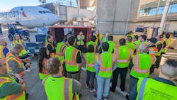 Ground crews and equipment were monitored as part of the trial to create benchmarks on ramp operations. Ground crews and equipment were monitored as part of the trial to create benchmarks on ramp operations.