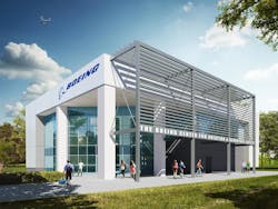 To commemorate the historic launch of The Boeing Center for Aviation and Aerospace Safety at Embry-Riddle Aeronautical University, leadership of The Boeing Company, members of the university&rsquo;s Board of Trustees, faculty members and students signed this artist&rsquo;s rendering of the new facility on March 23, 2023.