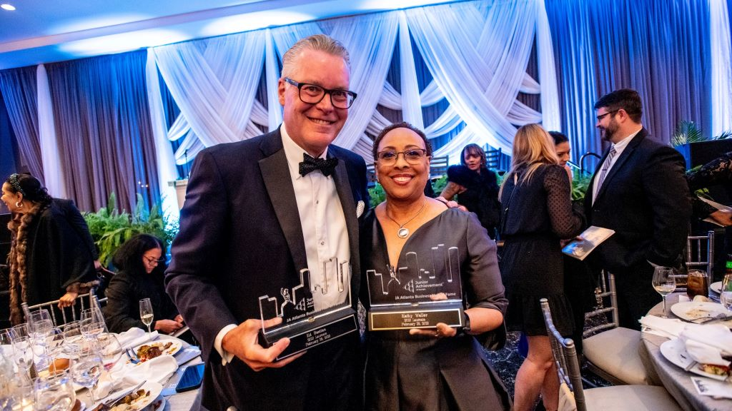 Delta CEO Ed Bastian and Delta Board Member and previous E.V.P. and CFO of The Coca-Cola Company Kathy Waller were honored on Feb. 25.