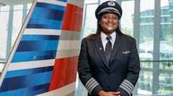 Pilot Beth Powell stands for a portrait at American Airlines headquarters in Fort Worth on Tuesday, March 28, 2023. Powell spoke about barriers to women entering the aviation industry.