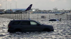 Flooding lingered at Fort Lauderdale-Hollywood International Airport on Thursday after heavy rain pounded South Florida. Over 26 inches of rain fell in South Florida since Monday, causing airport retention ponds to overflow and inundate the runways.