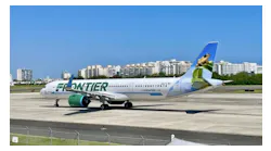 Frontier Airlines unveiled its newest aircraft, an A321neo featuring Bori the Coquí Llanero on its tail, during a celebration at Luis Muñoz Marin International Airport in San Juan, Puerto Rico.