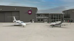 Jet IN's $11 million fixed-base operator (FBO) complex features a 10,000 square foot passenger terminal, a 40,000 square foot aircraft hangar, a 10,000 square foot aircraft maintenance facility, and more than 3 acres of dedicated ramp space. The facility also supports the operations of Jet OUT, an affiliated aircraft charter and co-ownership program, which currently bases five aircraft at the facility.
