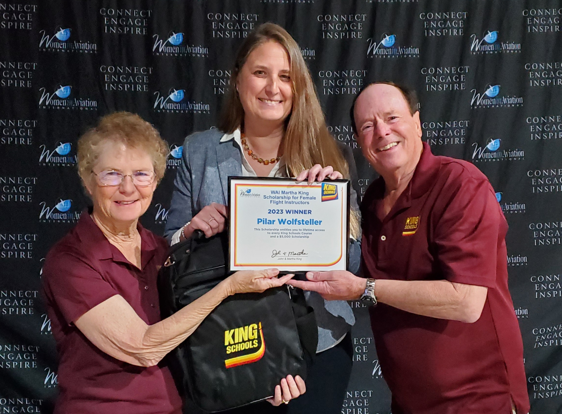 Pilar Wolfsteller was awarded the eighth Women in Aviation International Martha King Scholarship for Female Flight Instructors for 2023. Pilar was presented with her award at the recent WAI Conference in Long Beach, California. The scholarship has a retail value of over $18,000.