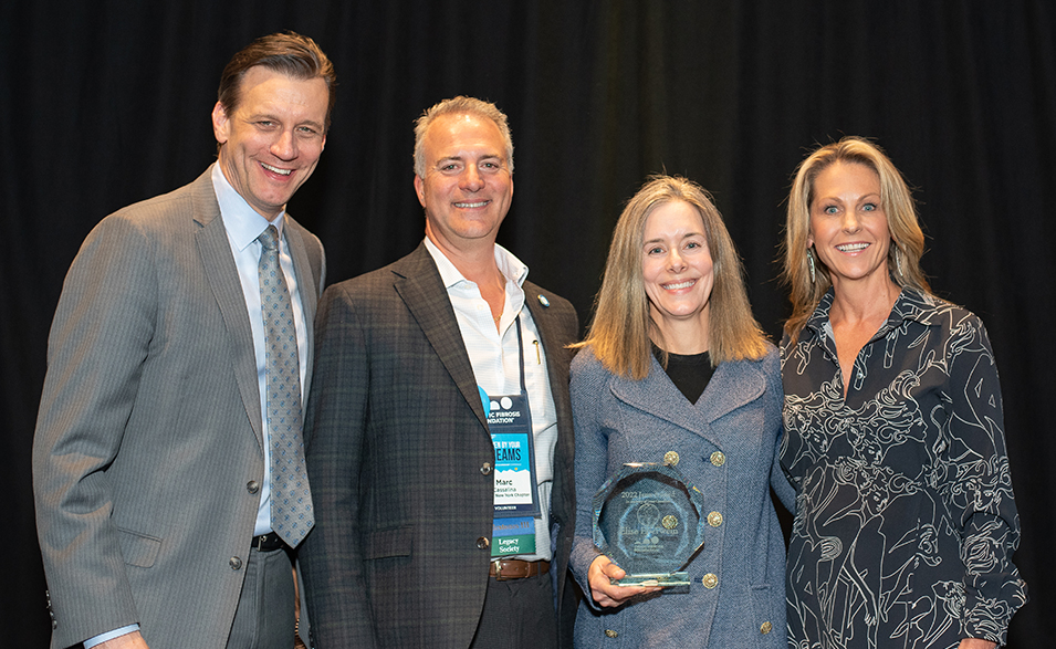 Elise Eberwein accepts the CF Foundation&rsquo;s Jena Award on March 23.
