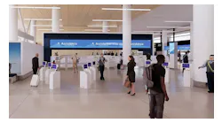 A future rendering of the lobby of Seattle-Tacoma International Airport — featuring technology designed to get guests through the lobby in 5 minutes or less.