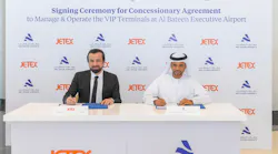 Adel Mardini, Founder and CEO, Jetex and MD and CEO, H.E. Eng. Jamal Salem Al Dhaheri at Abu Dhabi Airports signed the partnership.