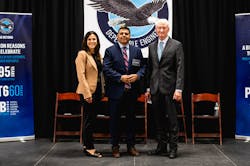 From left: Irene Makris, vice-president, Customer Service, Pratt &amp; Whitney Canada, Stephen Santellana, mayor of Wichita Falls, and Leo Lane, president of the Wichita Falls Economic Development Corporation.