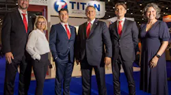 The TITAN Aviation Fuels international team - L to R – David Sierzant, Senior VP contract fuel, TITAN US; Valerie Bouthiaux, Managing Director; Lorin Popescu, CFO; Daniel Coetzer, CEO; Alexi Coetzer, Account Manager all TITAN International; Rhonda Bernthal, Director of Marketing, TITAN US.