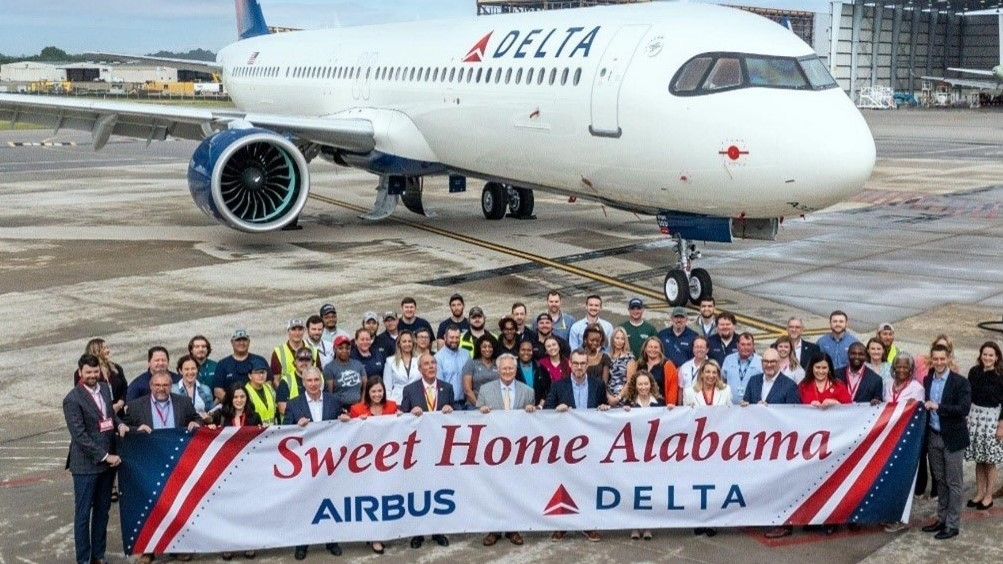 Delta, Airbus and government leaders gathered in Mobile, Alabama, to celebrate the production of Delta&rsquo;s 100th U.S.-produced Airbus A321.