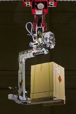 This robotic system is capable of handling cargo of a variety of sizes and weights, even odd-shaped cargo. This robotic system is capable of handling cargo of a variety of sizes and weights, even odd-shaped cargo.