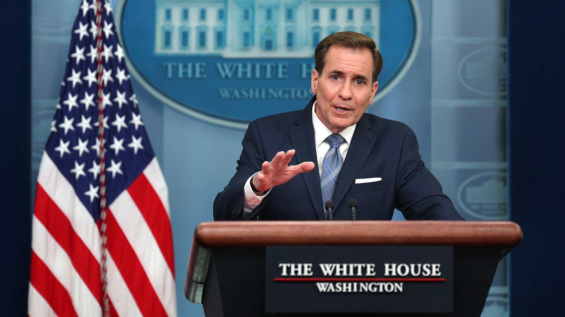 White House Strategic Communications John Kirby speaks at the daily press briefing at the White House on June 5, 2023, in Washington, DC. Kirby spoke on the Ukraine war and China - U.S. relations.