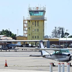 The tower at Fresno Chandler Executive Airport, is seen Tuesday, May 30, 2023 in Fresno. Fresno Unified School District is launching a new aviation academy at Chandler in either 2025 or 2026.