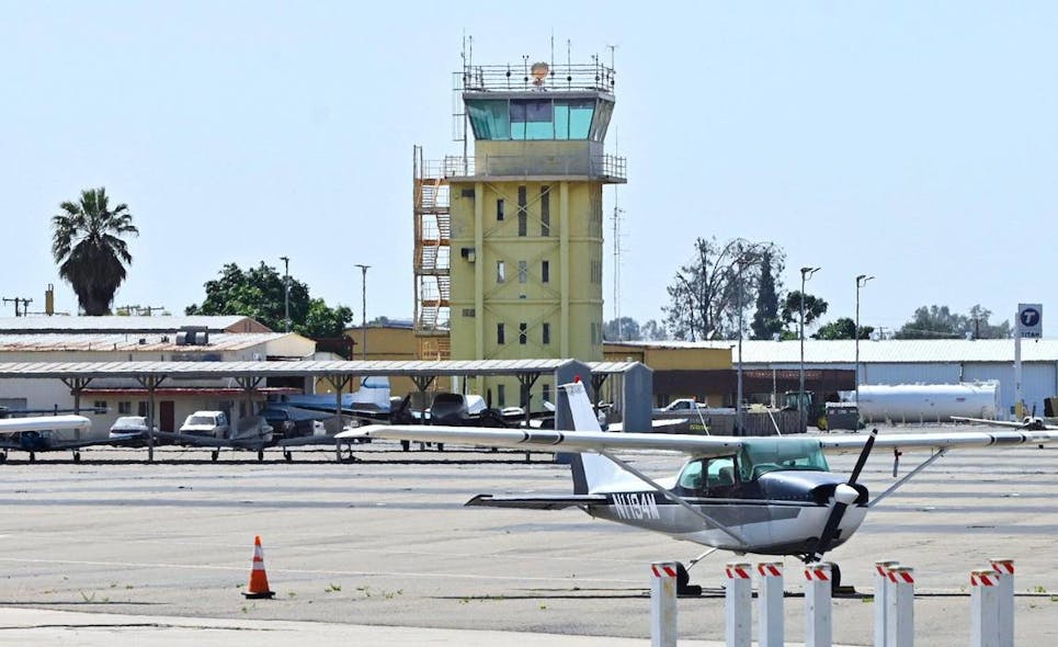 The tower at Fresno Chandler Executive Airport, is seen Tuesday, May 30, 2023 in Fresno. Fresno Unified School District is launching a new aviation academy at Chandler in either 2025 or 2026.