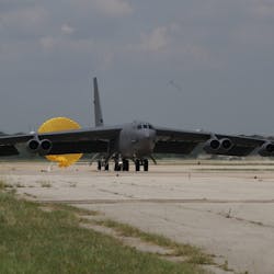 The first U.S. Air Force B-52 aircraft to begin upgrades as part of the Radar Modernization Program arrives at Boeing San Antonio.
