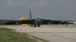 The first U.S. Air Force B-52 aircraft to begin upgrades as part of the Radar Modernization Program arrives at Boeing San Antonio.