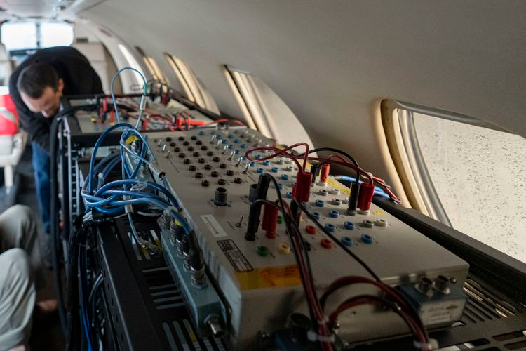 Pre-flight preparations aboard Northrop Grumman&rsquo;s testbed for its advanced airborne navigation system.