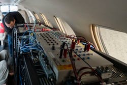 Pre-flight preparations aboard Northrop Grumman’s testbed for its advanced airborne navigation system. Pre-flight preparations aboard Northrop Grumman’s testbed for its advanced airborne navigation system.