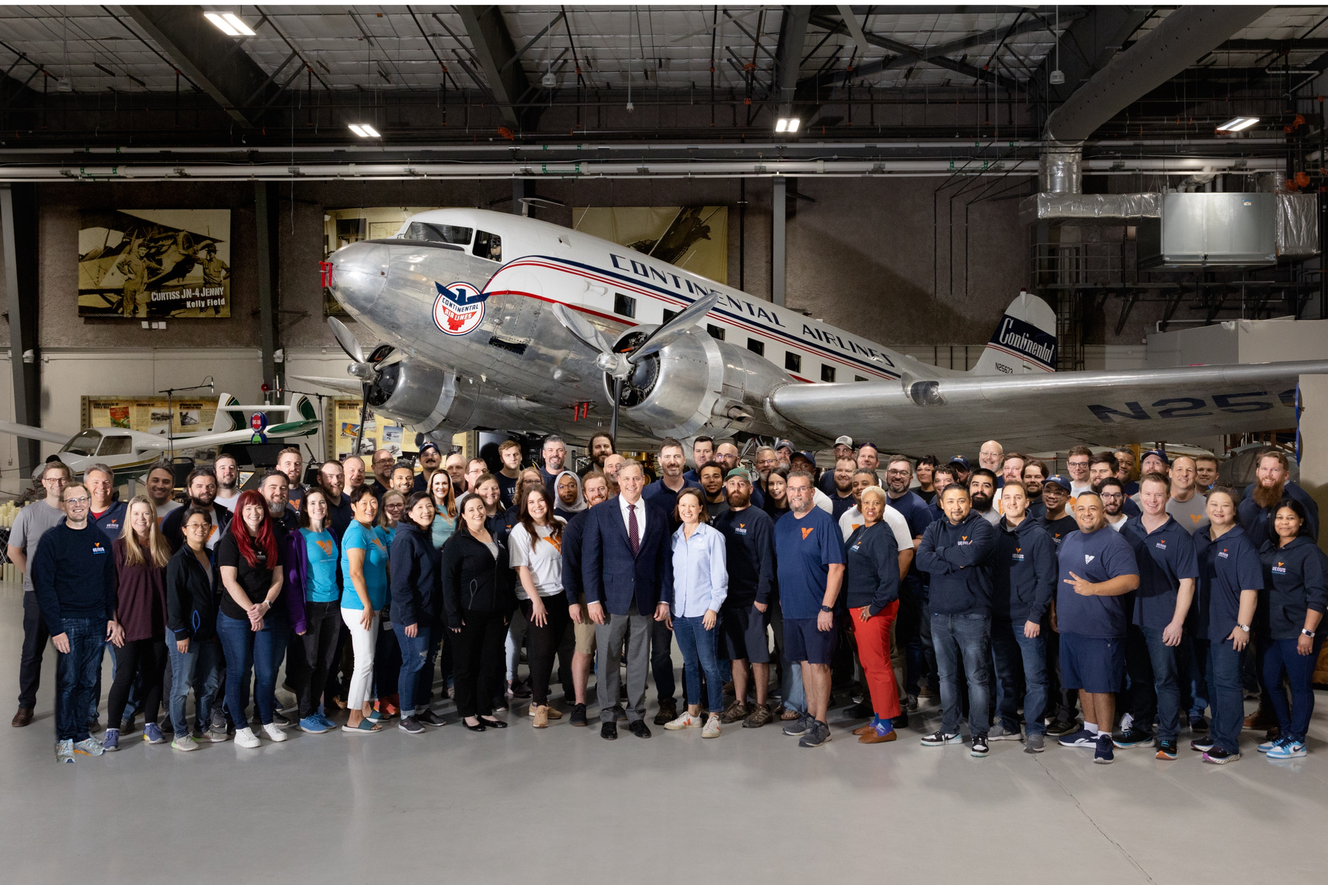 The Venus Aerospace team pictured at the Lone Star Flight Museum in Houston, Texas.