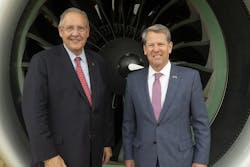 Pratt & Whitney announced a $206 million investment plan to expand the capabilities and footprint of its Columbus, Georgia, business, which supports commercial and military engine programs. Pictured (L to R): RTX CEO Greg Hayes and Georgia Gov. Brian Kemp. Pratt & Whitney announced a $206 million investment plan to expand the capabilities and footprint of its Columbus, Georgia, business, which supports commercial and military engine programs. Pictured (L to R): RTX CEO Greg Hayes and Georgia Gov. Brian Kemp.