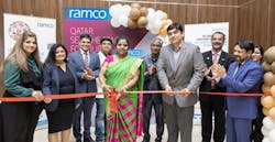 Her Excellency, Mrs. Angeline Premalatha, Embassy of India (C) along with Rohan Raghunath (R), Regional Head - Middle East &amp; Africa and the Ramco Systems team, at the inauguration of Ramco&rsquo;s new office in Doha, Qatar.