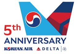 Throughout this year, Delta and Korean Air will run multiple campaigns and events to celebrate the joint venture’s anniversary under a new fifth anniversary logo. Throughout this year, Delta and Korean Air will run multiple campaigns and events to celebrate the joint venture’s anniversary under a new fifth anniversary logo.