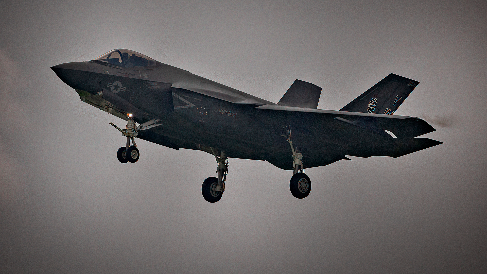 An F-35 Lightning fighter jet prepares to land during the bi-annual Marine Aviation Support Activity (MASA) 23 at the airport of a former US naval base on July 13, 2023, in Subic Bay, Philippines. The US and the Philippines kicked off the largest bilateral exercises between the marine corps of the two countries, which will run until July 21st.