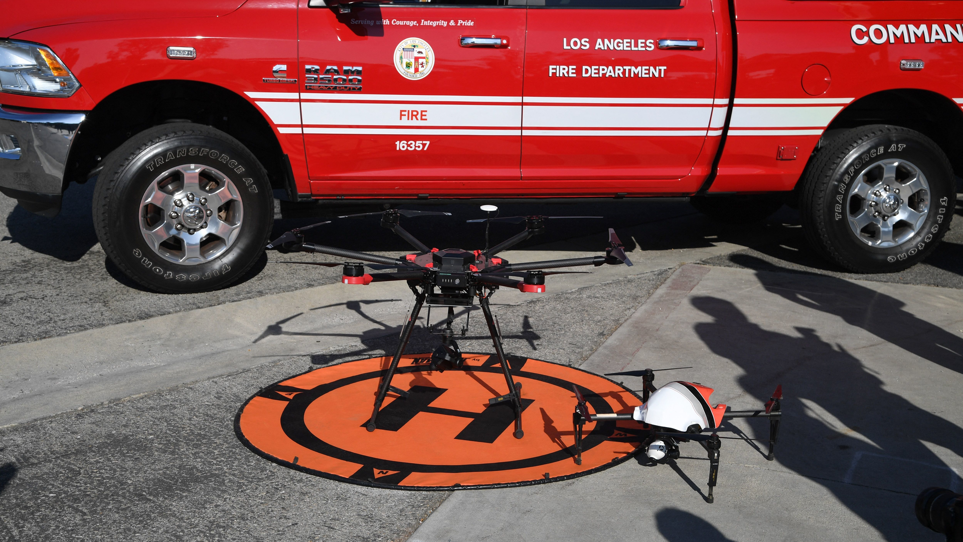Drones, such as this one seen in Los Angeles in 2019, are proving to be a game changer for emergency responders who are increasingly using the technology to spot fires, detect toxic gas or to locate missing people or suspects, experts say.