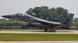 An F-15 arrives at AirVenture 2021