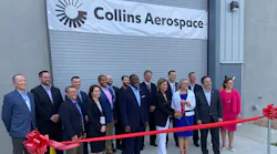 Collins Aerospace leaders join with Iowa Governor Kim Reynolds to cut the ribbon on a $14 million additive manufacturing center expansion at the company's facility in West Des Moines.