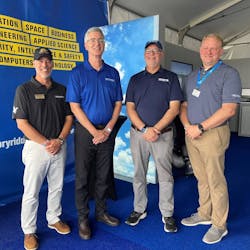 Embry-Riddle College of Aviation Dean Tim Holt and President P. Barry Butler, Ph.D., attended a ceremony at EAA AirVenture Oshkosh this week, with Frasca International President John Frasca and Richard Lofton, director of commercial sales operations for FlightSafety International, to celebrate a new $5 million agreement to bring new flight-training equipment to the Prescott Campus.