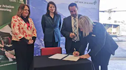 Pictured from left: Minister of Education Jan Tinetti; Alex Marren, chief operating officer, AIRNZ; Brendon McWilliam, general manager, aircraft maintenance and delivery, AIRNZ; Kate Neame, interim operations lead, NMIT Te Pūkenga.