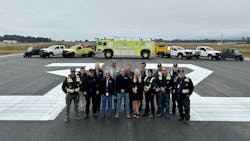 In California, the County of Humboldt's Department of Aviation staff gather on the freshly repaved runway at the California Redwood Coast-Humboldt County Airport. In California, the County of Humboldt's Department of Aviation staff gather on the freshly repaved runway at the California Redwood Coast-Humboldt County Airport.