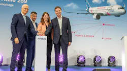 Peter Tschentscher, First Mayor of the Free and Hanseatic City of Hamburg, André Walter, Head of Airbus Commercial Aircraft Production in Germany, Anna Christmann, Federal Government Coordinator of German Aerospace Policy and Gary o'Donnell, Head of A321XLR Development, open the new A321XLR Equipment Installation Hangar in Hamburg, designed and constructed in line with latest production and sustainability standards.