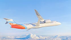 Concept renderings of the proposed NASA and Boeing X-66A jet, meant to be a more sustainable commercial jet. Concept renderings of the proposed NASA and Boeing X-66A jet, meant to be a more sustainable commercial jet.