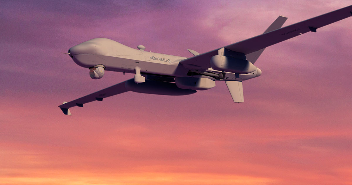 Artist rendering of an MQ-9 on a long-range reconnaissance mission over the Indo-Pacific.