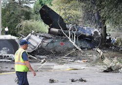 A MiG-23UB fighter plane crashed during the 25th Thunder Over Michigan at Willow Run Airport at an apartment complex, The Waverly on the Lake, in Belleville, Michigan, seen on Monday, Aug. 14, 2023. A MiG-23UB fighter plane crashed during the 25th Thunder Over Michigan at Willow Run Airport at an apartment complex, The Waverly on the Lake, in Belleville, Michigan, seen on Monday, Aug. 14, 2023.