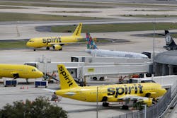 An airplane with Spirit Airlines taxis on the tarmac at Tampa International Airport (TIA) on Tuesday, March 3, 2020. Spirit is adding back seven routes